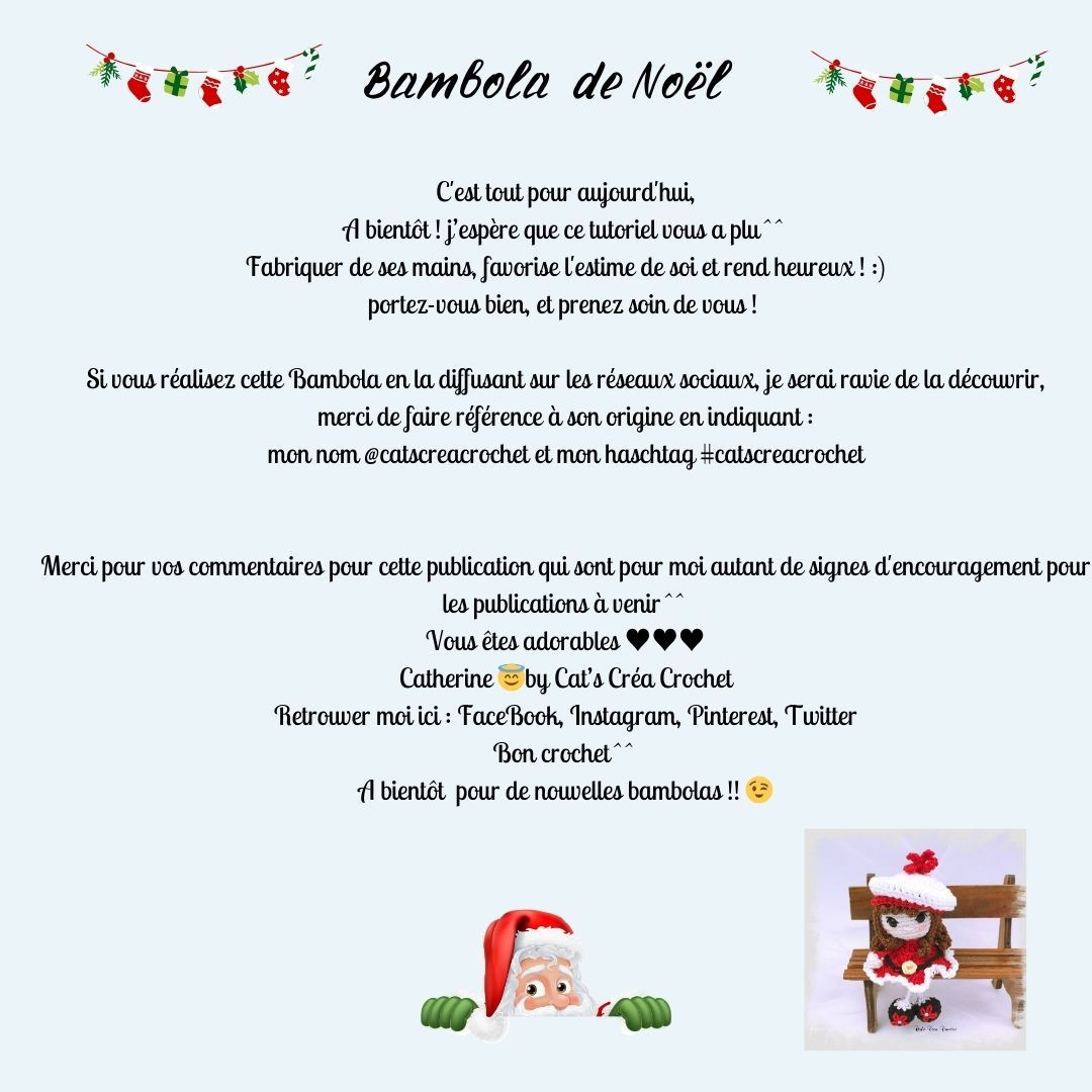 Tutoriel gratuit Bambola de Noël : Mini poupée crochet rouge et blanc