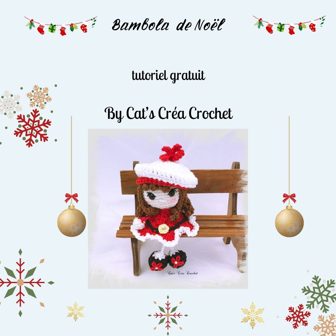 Tutoriel gratuit Bambola de Noël : Mini poupée crochet rouge et blanc