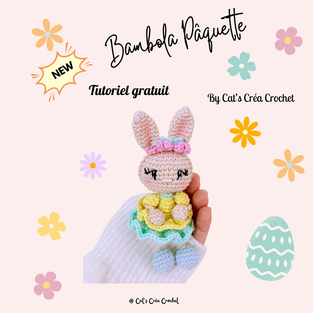 Tutoriel gratuit Bambola Pâquerette : Bébête lapin amigurumi pastel pour Pâques