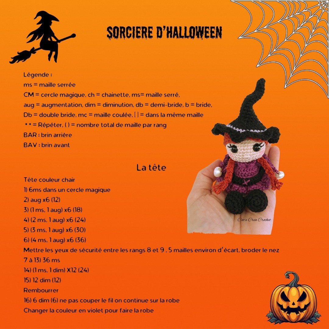 Tutoriel gratuit : Bambola Sorcière d'Halloween (Amigurumi)