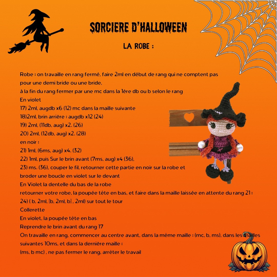 Tutoriel gratuit : Bambola Sorcière d'Halloween (Amigurumi)
