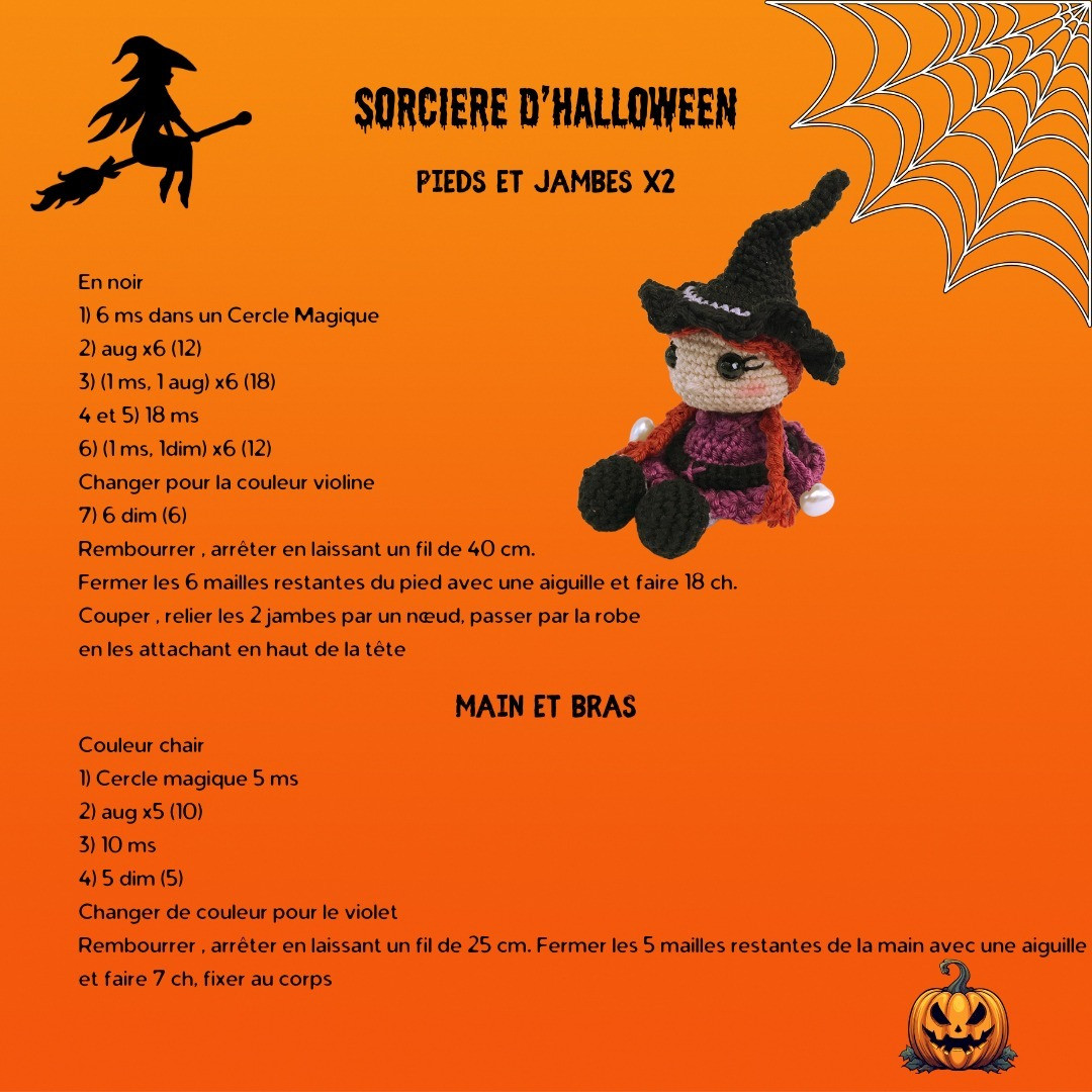 Tutoriel gratuit : Bambola Sorcière d'Halloween (Amigurumi)