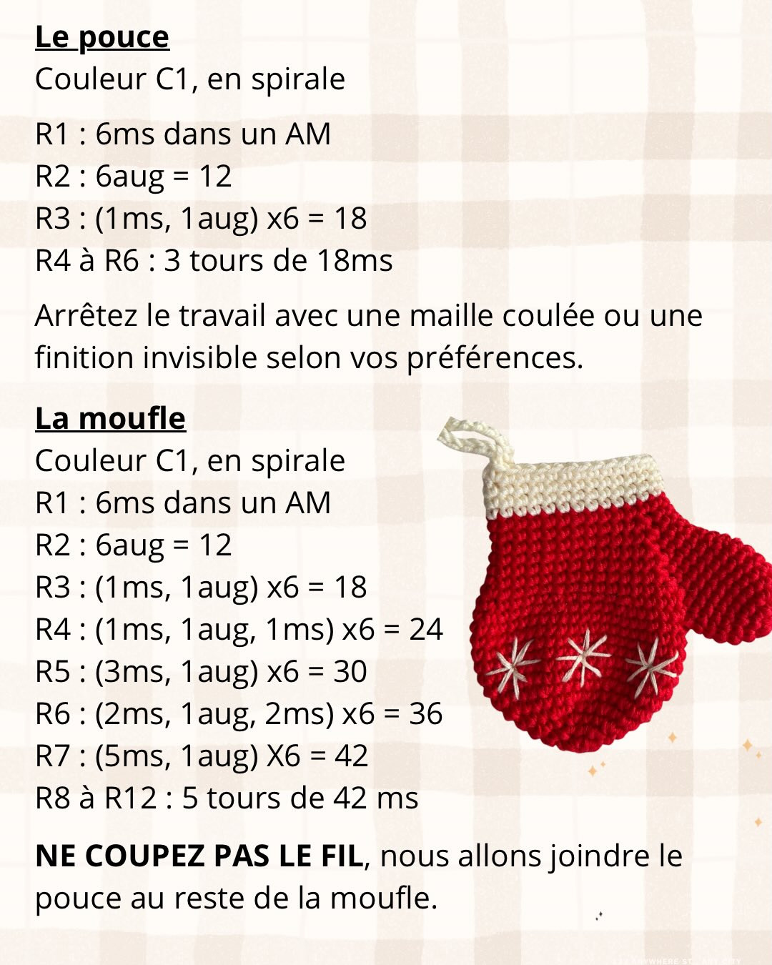 Tutoriel gratuit : Mouflle décorative en crochet avec motif flocon de neige