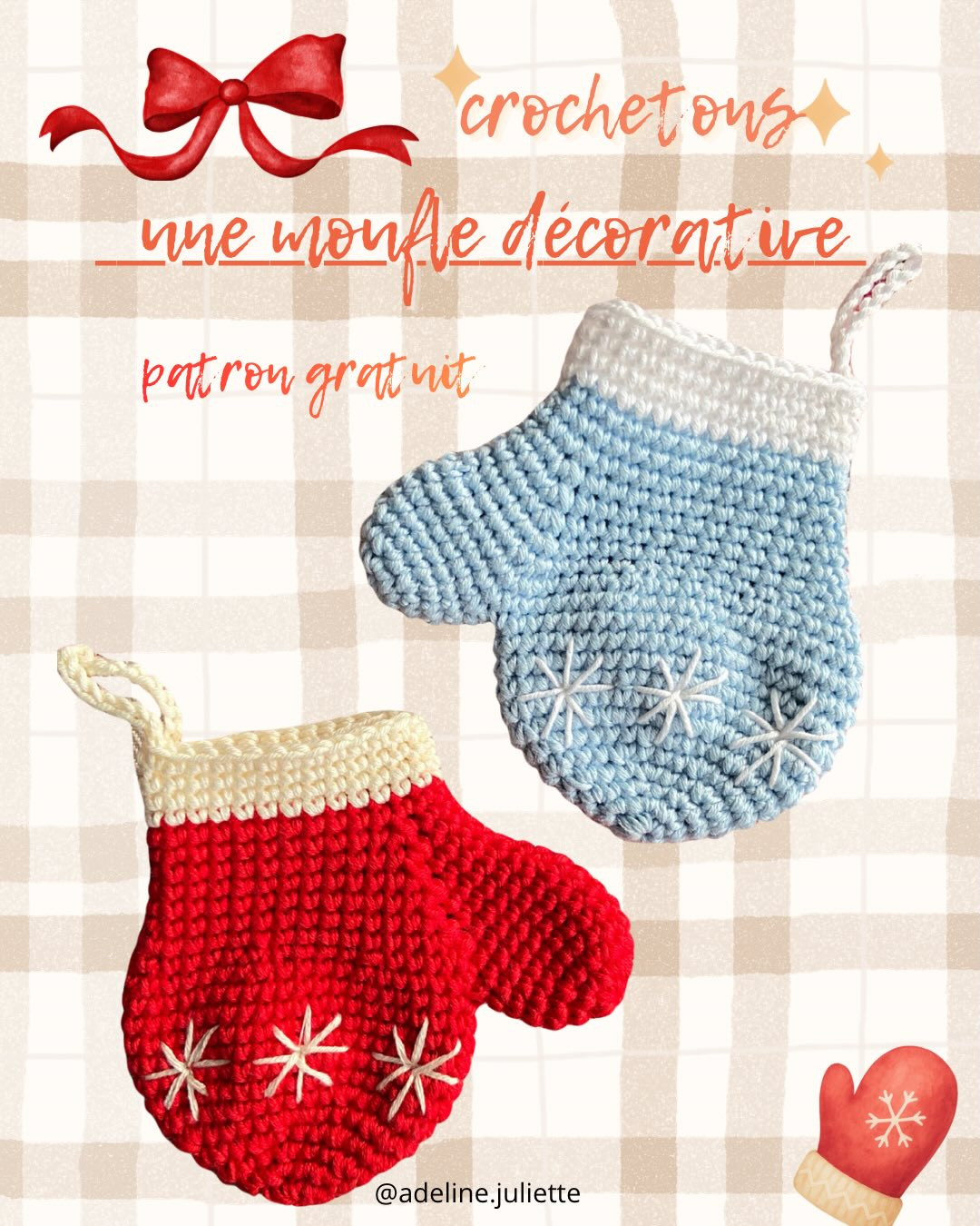 Tutoriel gratuit : Mouflle décorative en crochet avec motif flocon de neige