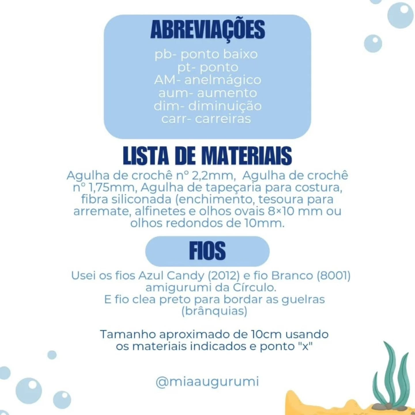 Tutuh - O tubarão bebê: Receita gratuita de amigurumi com fio azul e branco