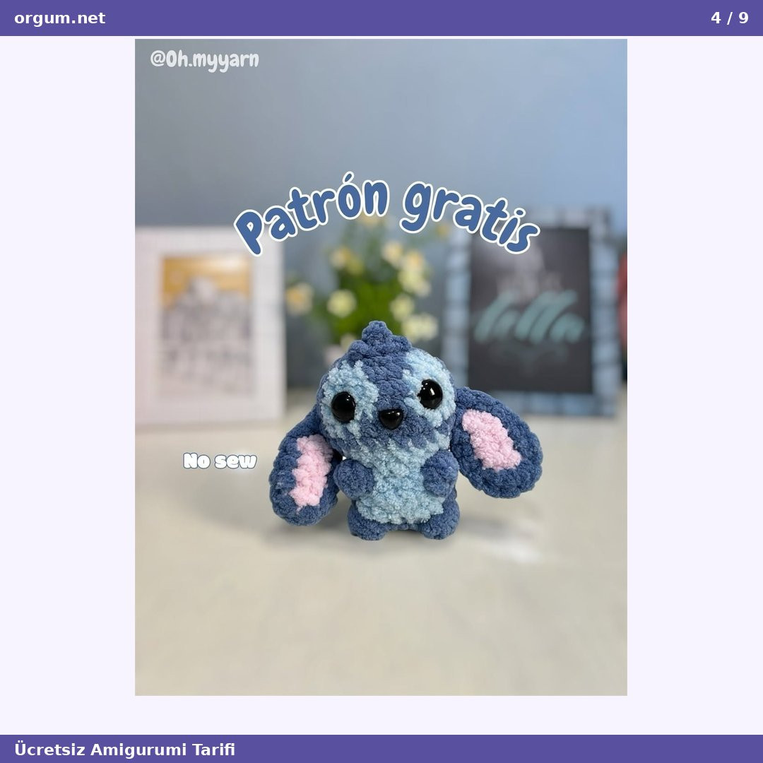 Ücretsiz Alien Köpek Amigurumi Tarifi - Mavi Şönil İple Uzaylı Köpek Örgü Deseni