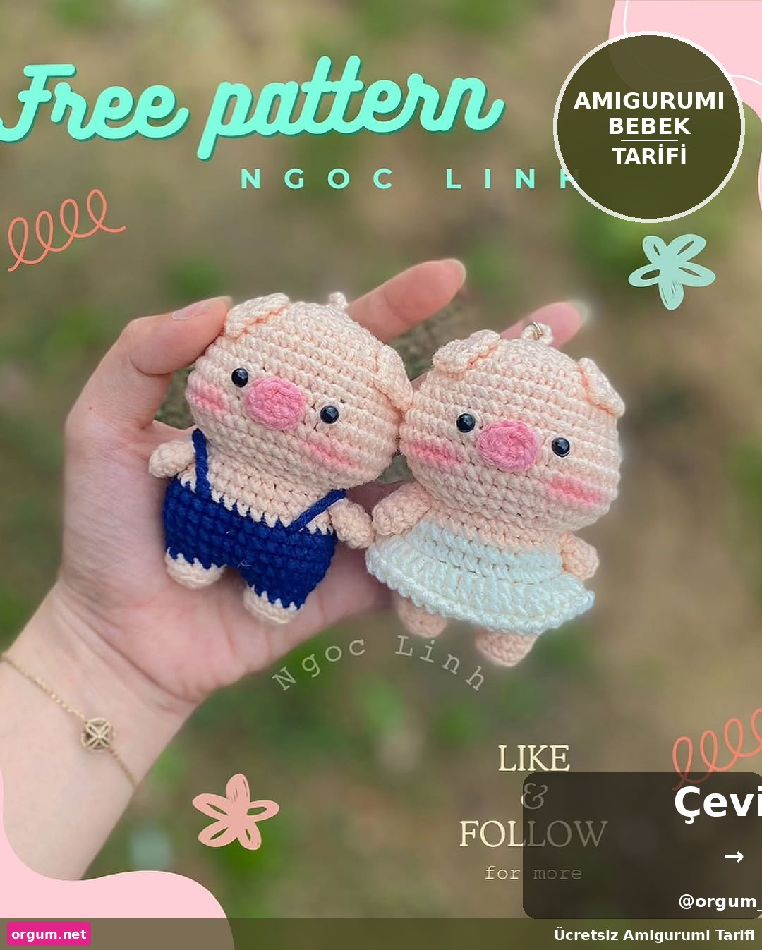Ücretsiz Amigurumi Bebek Tarifi: Sevimli Erkek ve Kız Domuzcuğun Mucizesi