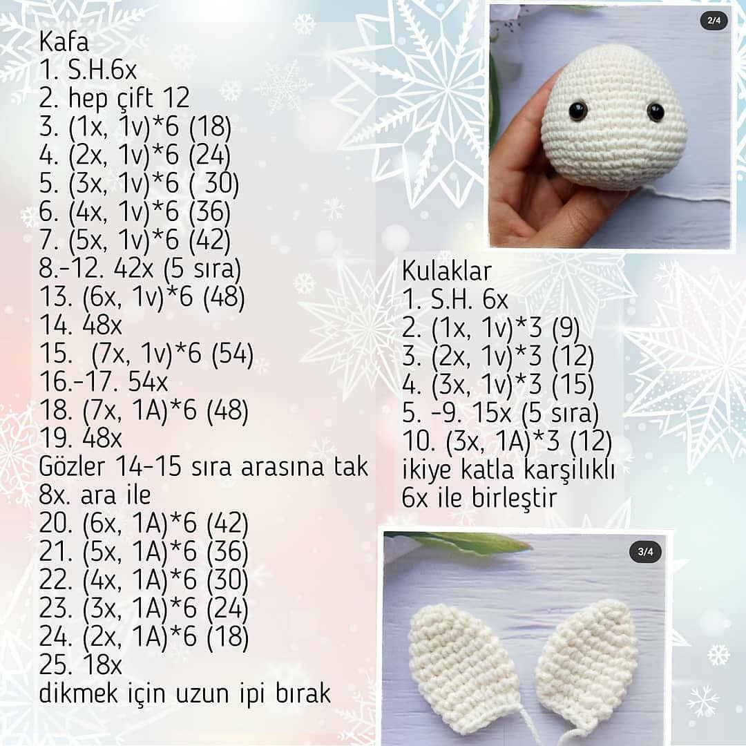 Ücretsiz Amigurumi İnek Tarifi: Kafa, Kulak, Kol ve Ayak Şemaları