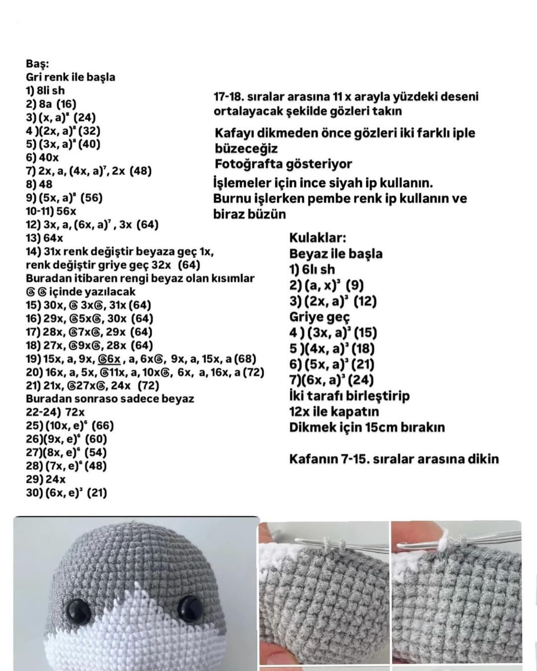 Ücretsiz Amigurumi Kedi Tarifi: Gri ve Beyaz Renkli, Mavi Şortlu Sevimli Oyuncak