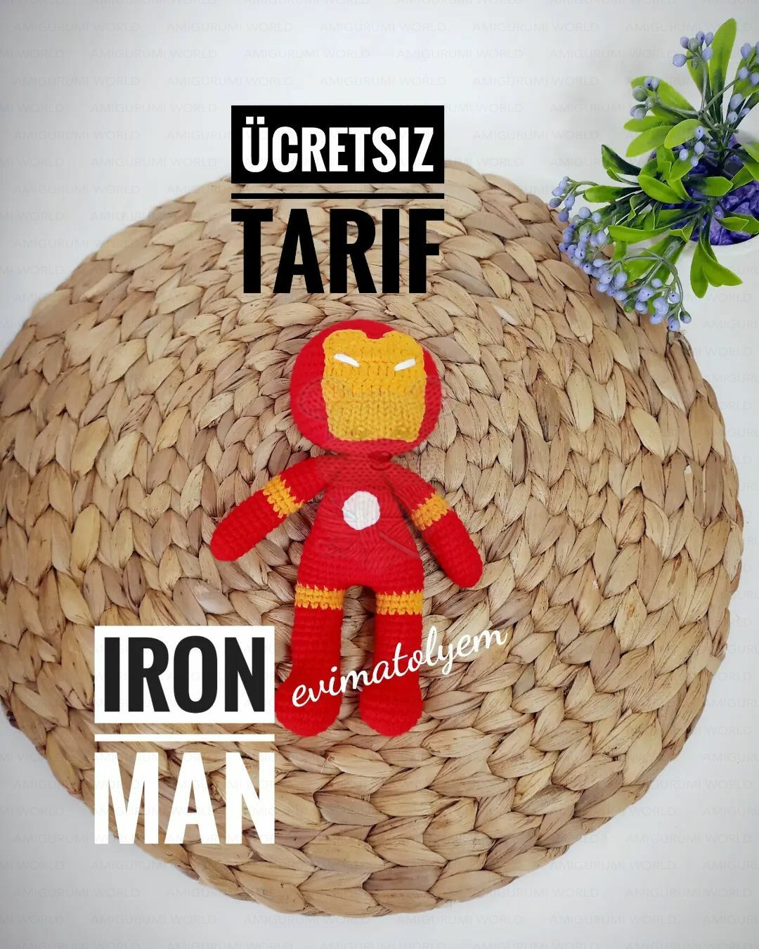 Ücretsiz Amigurumi Tarif: Iron Man Búp bê Móc Len Chi tiết từng bước