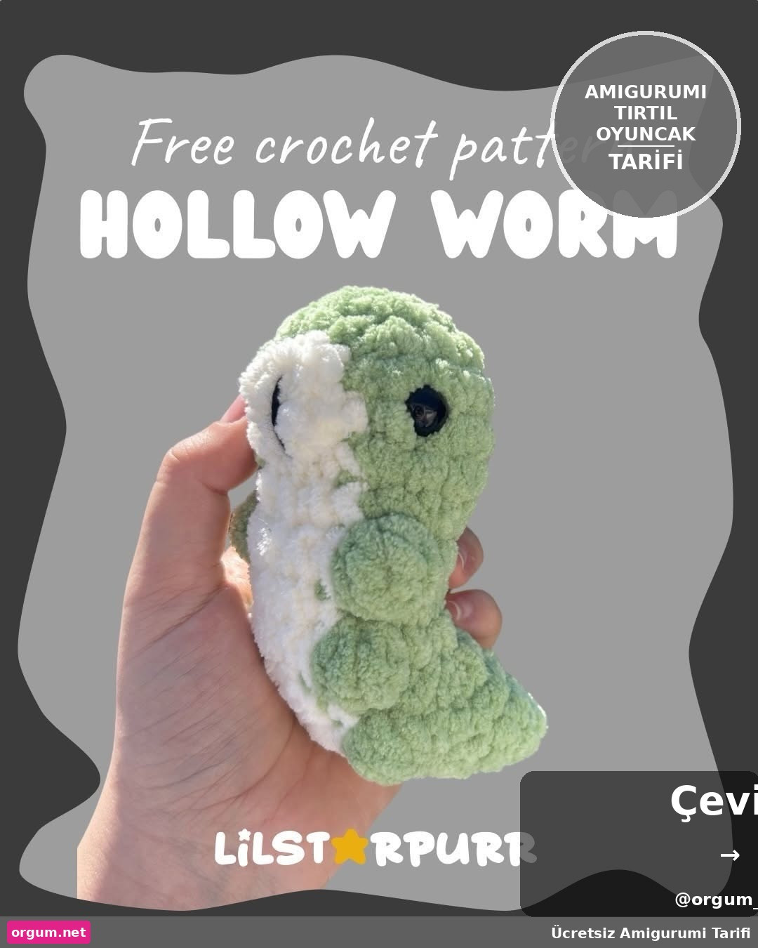 Ücretsiz Amigurumi Tırtıl Oyuncak Tarifi - Yeşil ve Krem Renkli Sevimli Tasarım