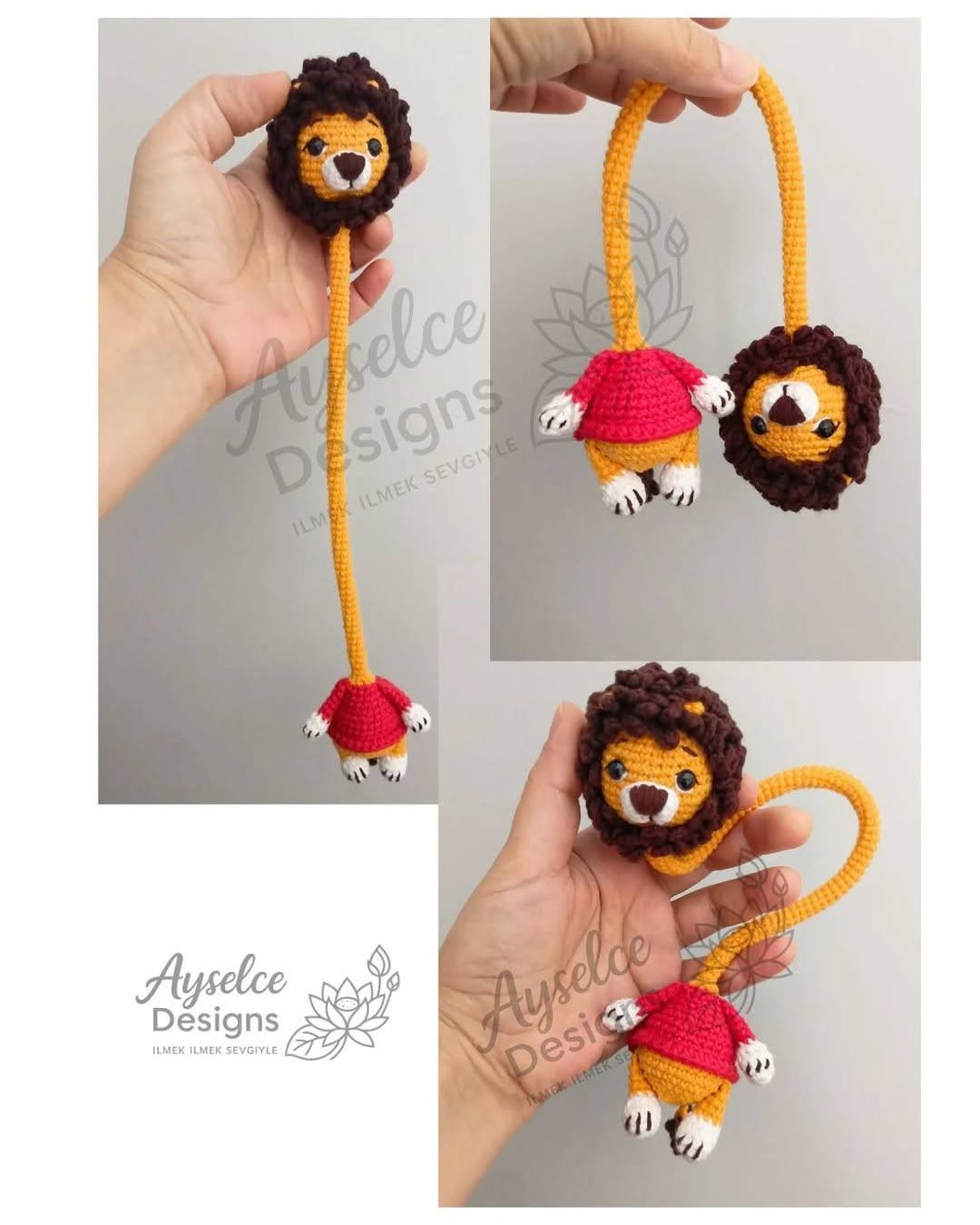 Ücretsiz Aslan Çanta Süsü Tarifi - Amigurumi Lion Bag Charm Pattern by Ayselce Designs