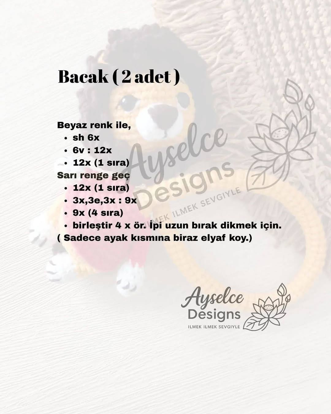 Ücretsiz Aslan Çanta Süsü Tarifi - Amigurumi Lion Bag Charm Pattern by Ayselce Designs