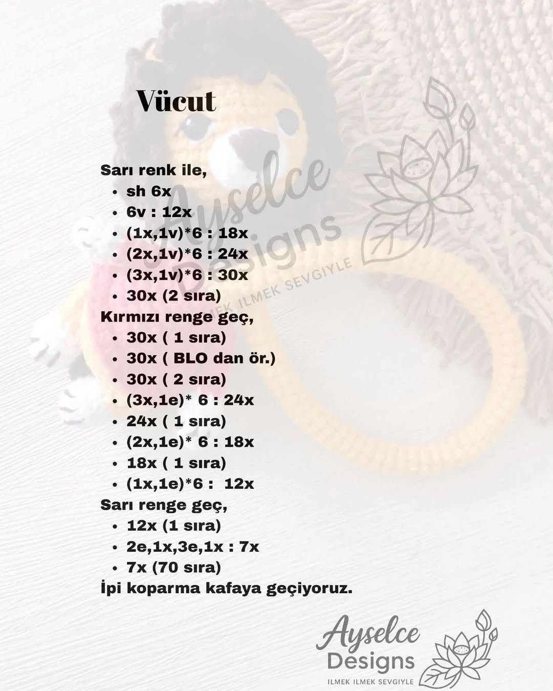 Ücretsiz Aslan Çanta Süsü Tarifi - Amigurumi Lion Bag Charm Pattern by Ayselce Designs