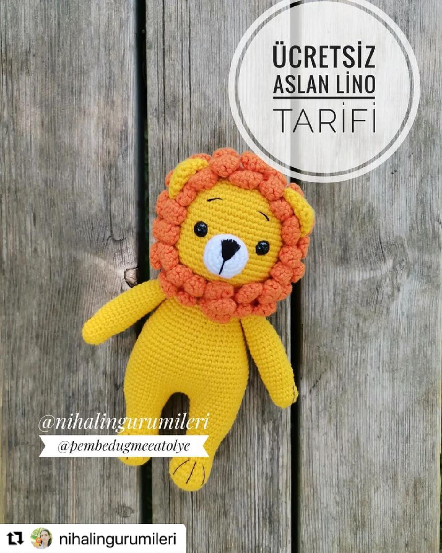 Ücretsiz Aslan Lino Tarifi - Mısır Sarısı ve Turuncu Amigurumi Şemsiye Desen