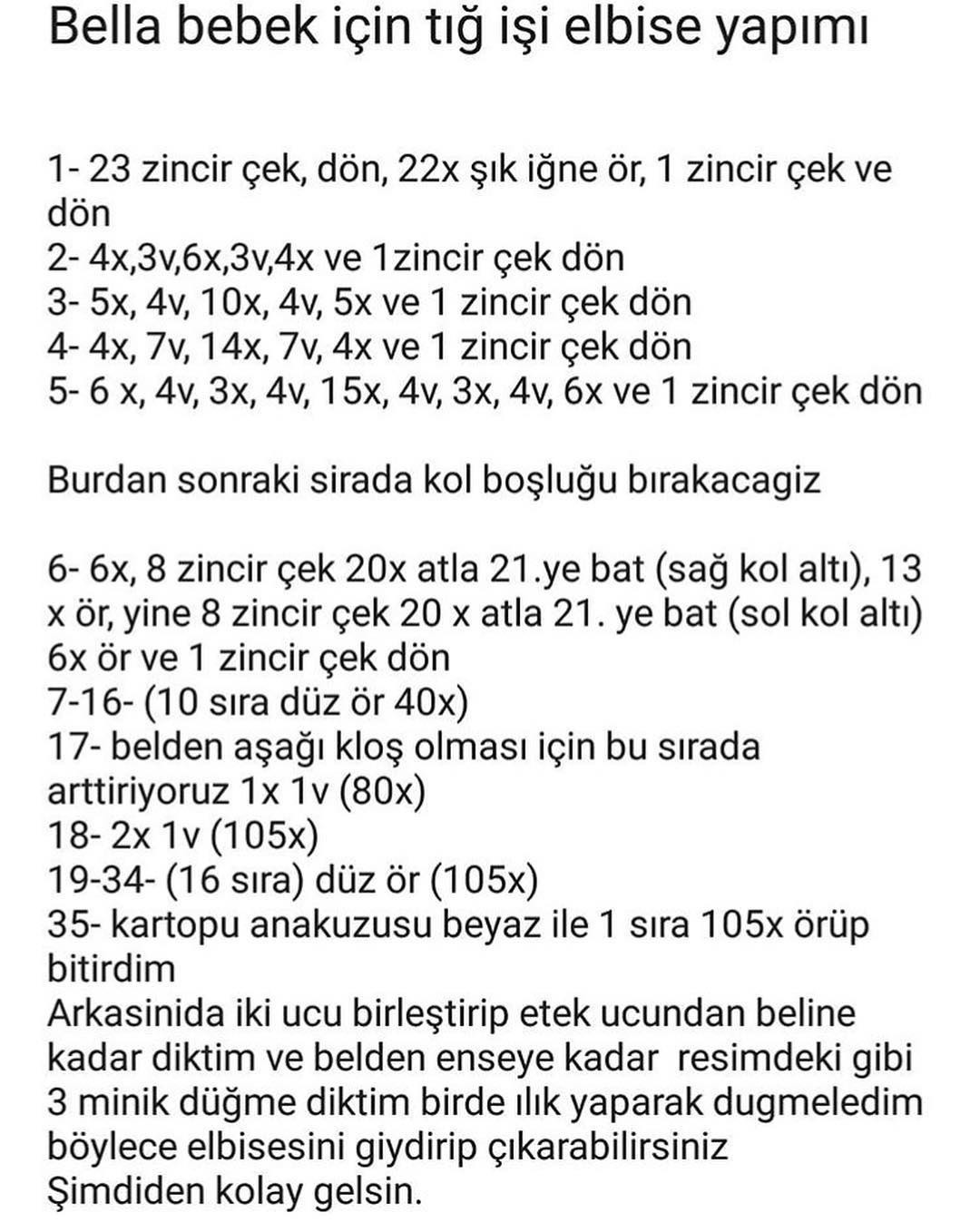 Ücretsiz Bella bebek için tiğ işi elbise tarifi