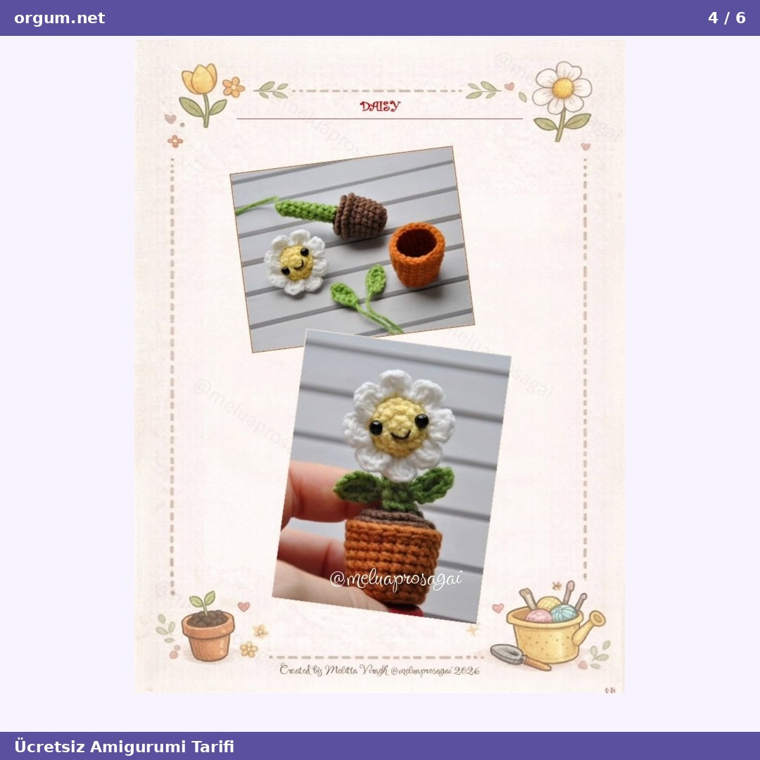 Ücretsiz Papatya Amigurumi Tarifi - Şirin Çiçek Örgü Modeli