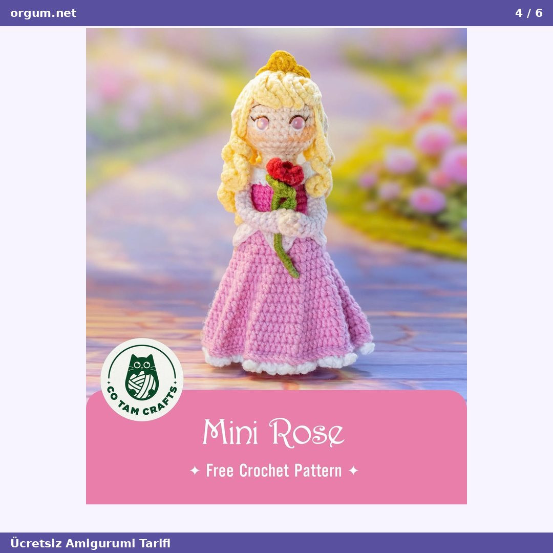 Ücretsiz Rapunzel ve Pascal Amigurumi Tarifi: Pembe-Mor Elbiseli Bébek Örgü Deseni