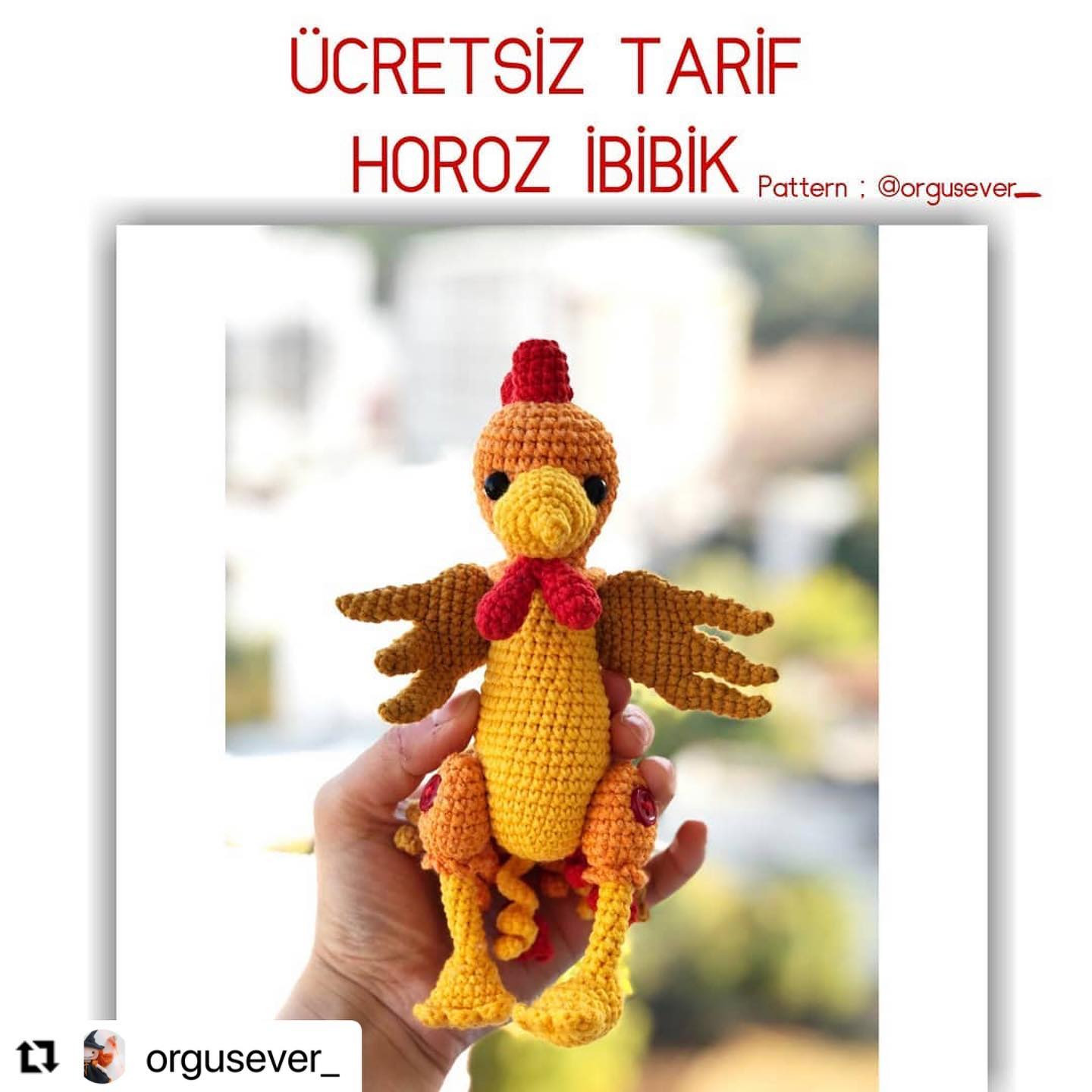 Ücretsiz Tarif Horoz İbibik: Amigurumi Horoz Maltzeme Listesi ve Detaylı Örgü Şeması