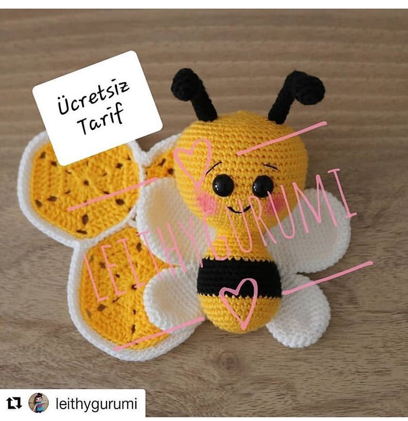 Ücretsiz Tarif: Leithygurumi Mısır Arısı Amigurumi Örgü Şeması - Gövde, Baş ve Kanatlar