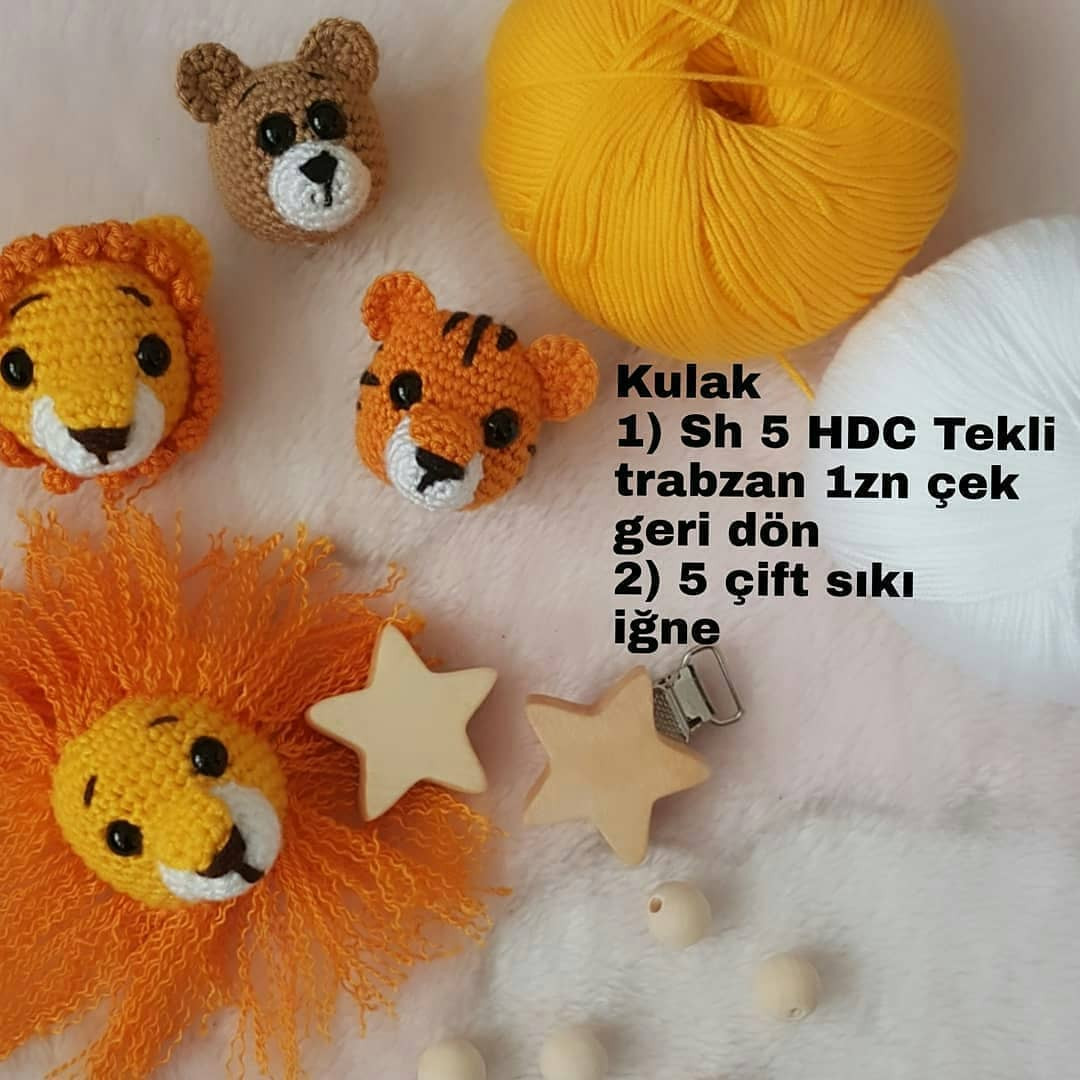 Ücretsiz Tarif: Tek Şemsiye ile Üç Farklı Hayvan Figürü (Aslan, Kaplan, Ayı) Amigurumi