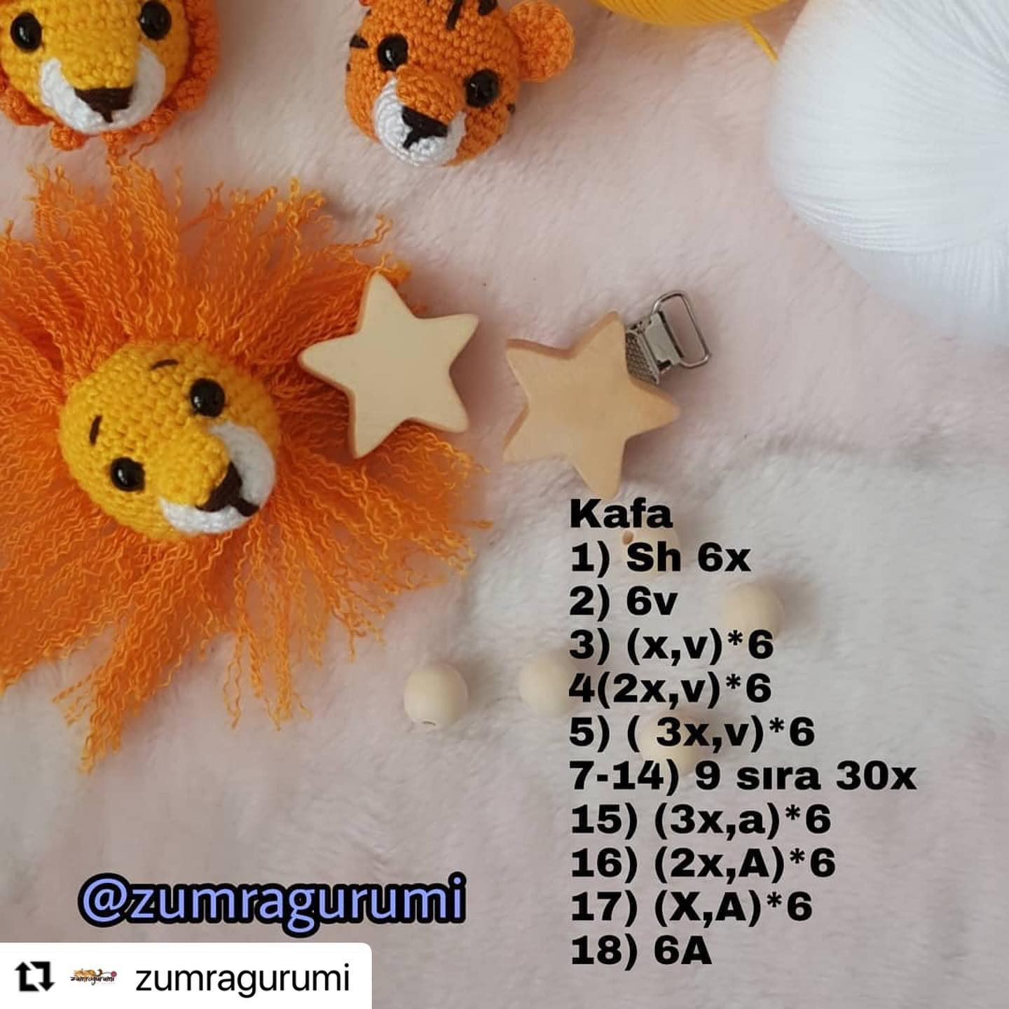 Ücretsiz Tarif: Tek Şemsiye ile Üç Farklı Hayvan Figürü (Aslan, Kaplan, Ayı) Amigurumi