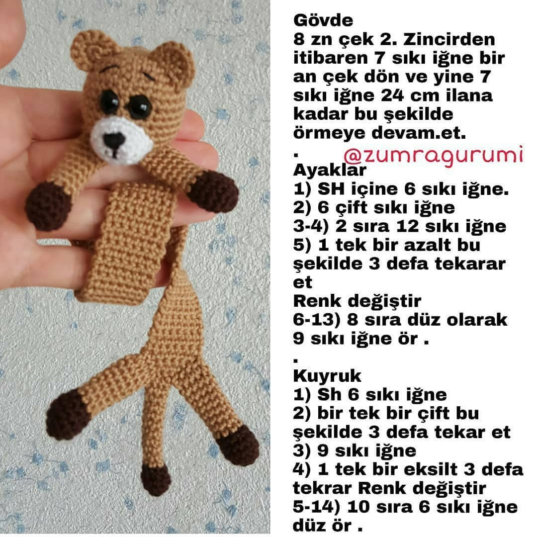 Ücretsiz Tarif: Tek Şemsiye ile Üç Farklı Hayvan Figürü (Aslan, Kaplan, Ayı) Amigurumi