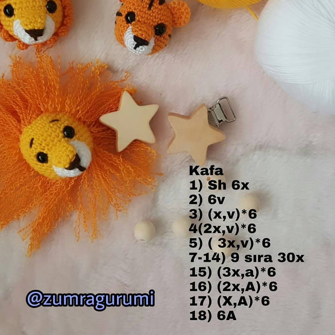 Ücretsiz Tarif: Tek Şemsiye ile Üç Farklı Hayvan Figürü (Aslan, Kaplan, Ayı) Amigurumi