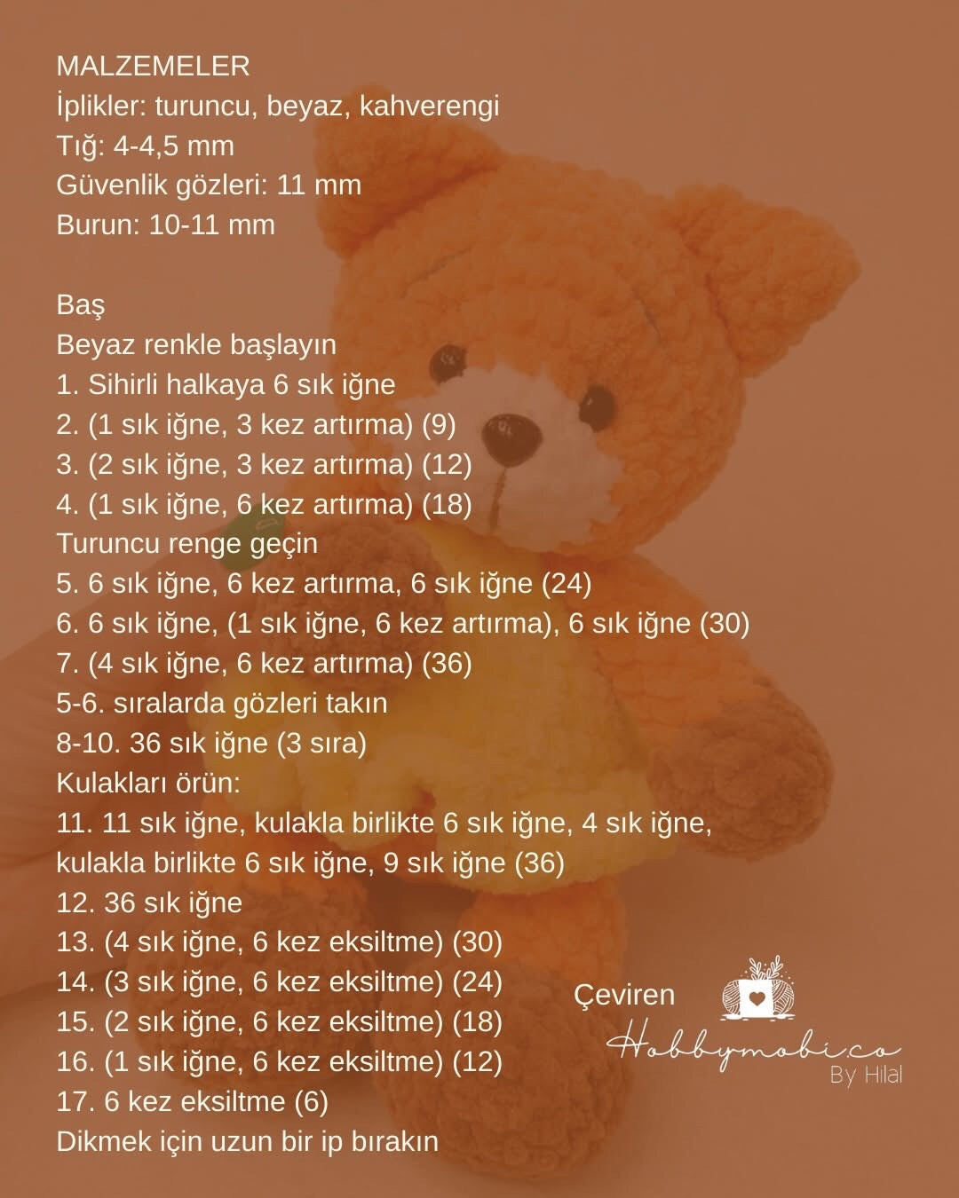 Ücretsiz Türkçe Kadife İplik Amigurumi Tilki Tarifi - Geyik Desenli
