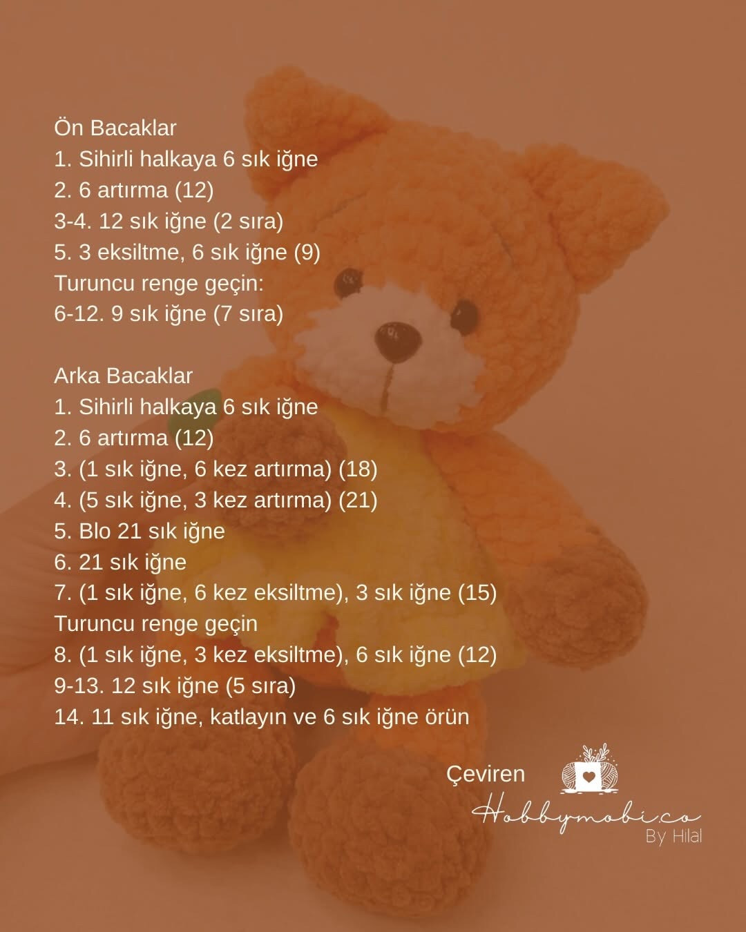 Ücretsiz Türkçe Kadife İplik Amigurumi Tilki Tarifi - Geyik Desenli