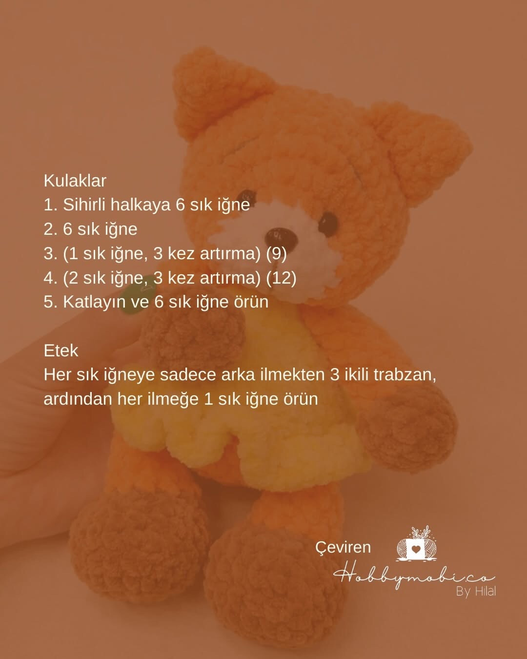 Ücretsiz Türkçe Kadife İplik Amigurumi Tilki Tarifi - Geyik Desenli