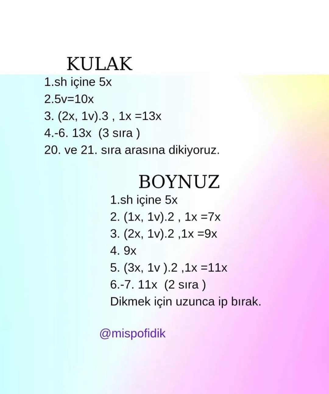 Ücretsiz Unicorn Sandy Amigurumi Örgü Tarifi - Kafadan Kuyruğa Detaylı Adım Adım Şema