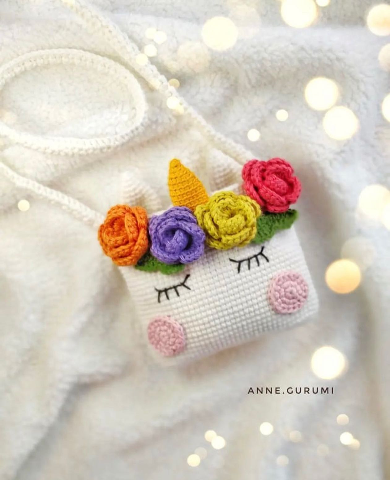 Unicorn Çanta - Crochet Bag Pattern with Rainbow Flowers