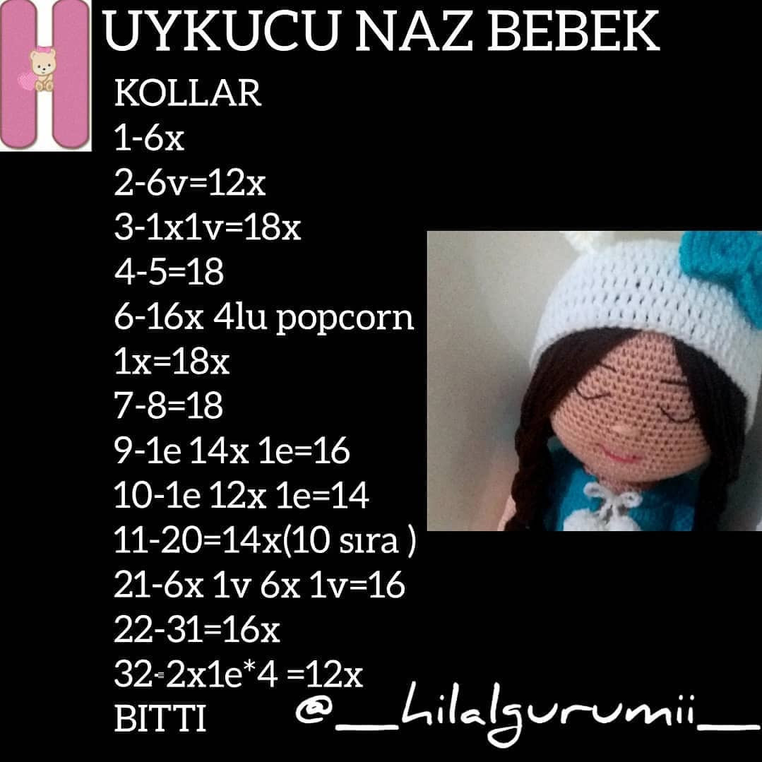 Uykucu Naz Bebek - Ücretsiz Amigurumi Tarif ve Malzemeler