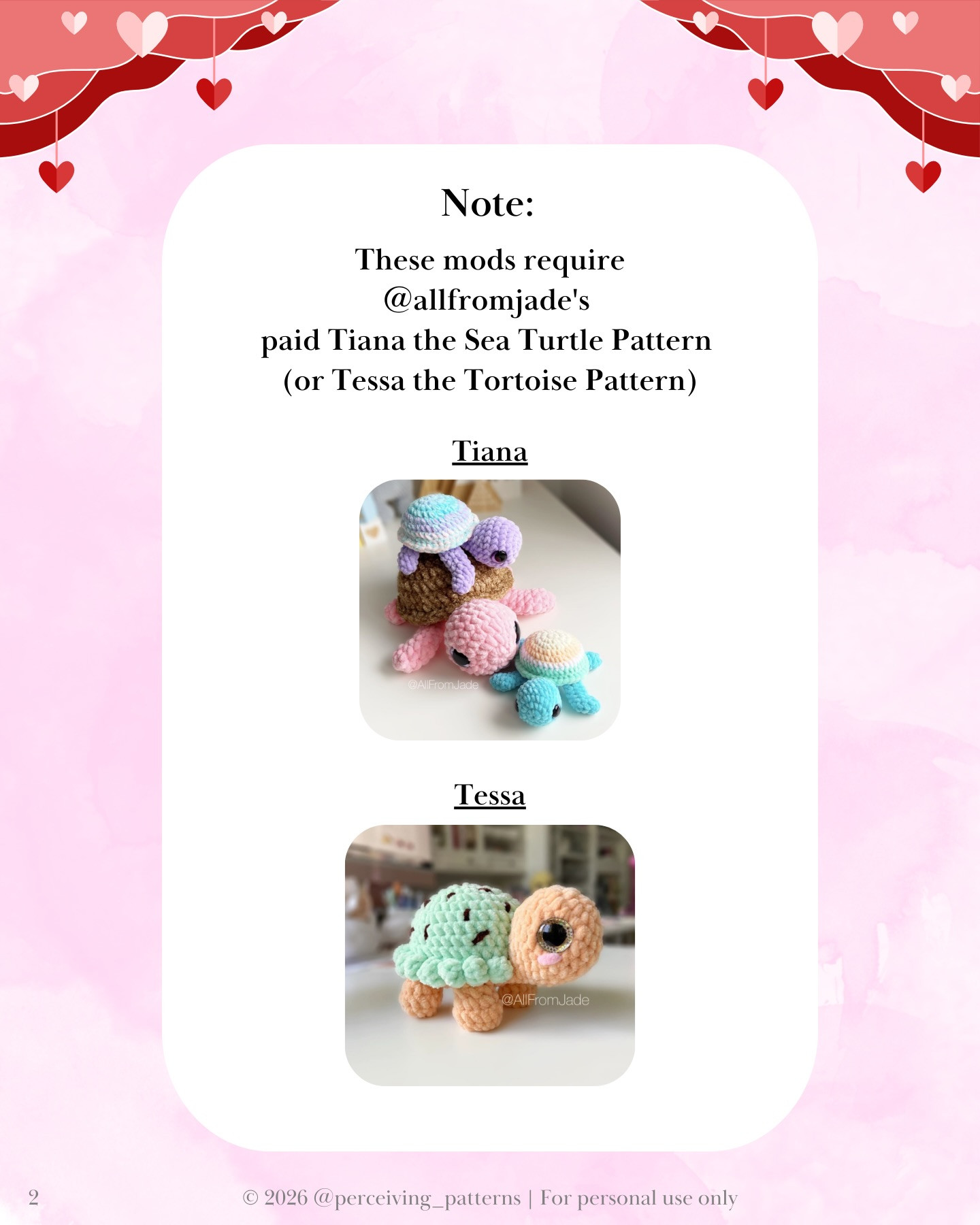 Valentine's Day Crochet Turtle Mods: Rose, Strawberry & Candy Box Patterns for Amigurumi Tiana and Tessa