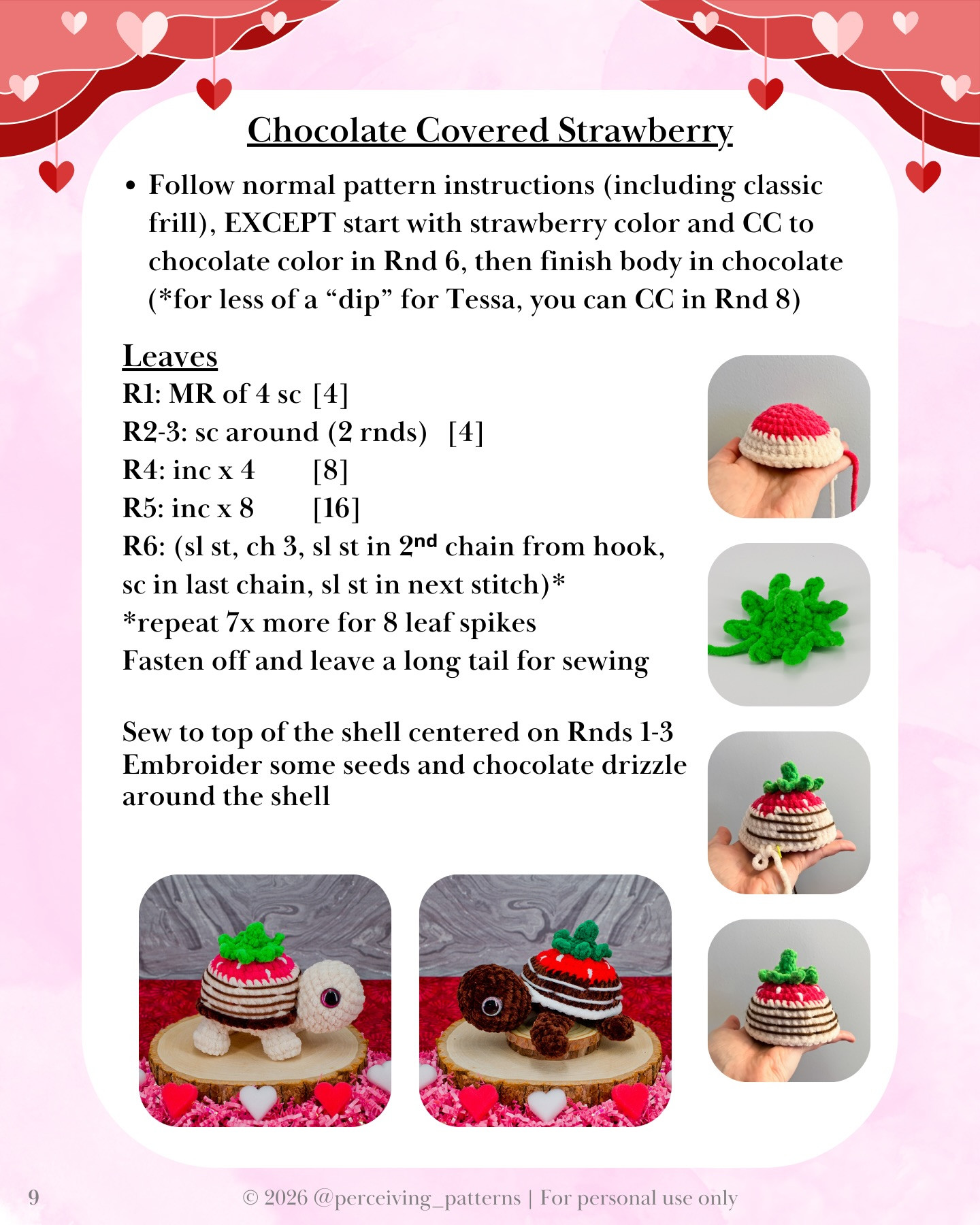 Valentine's Day Crochet Turtle Mods: Rose, Strawberry & Candy Box Patterns for Amigurumi Tiana and Tessa