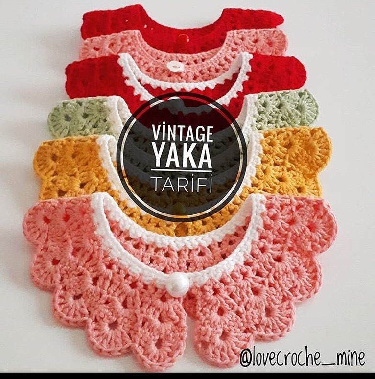 Vintage Yaka Tarifi: How to Crochet a Colorful Scallop Bib