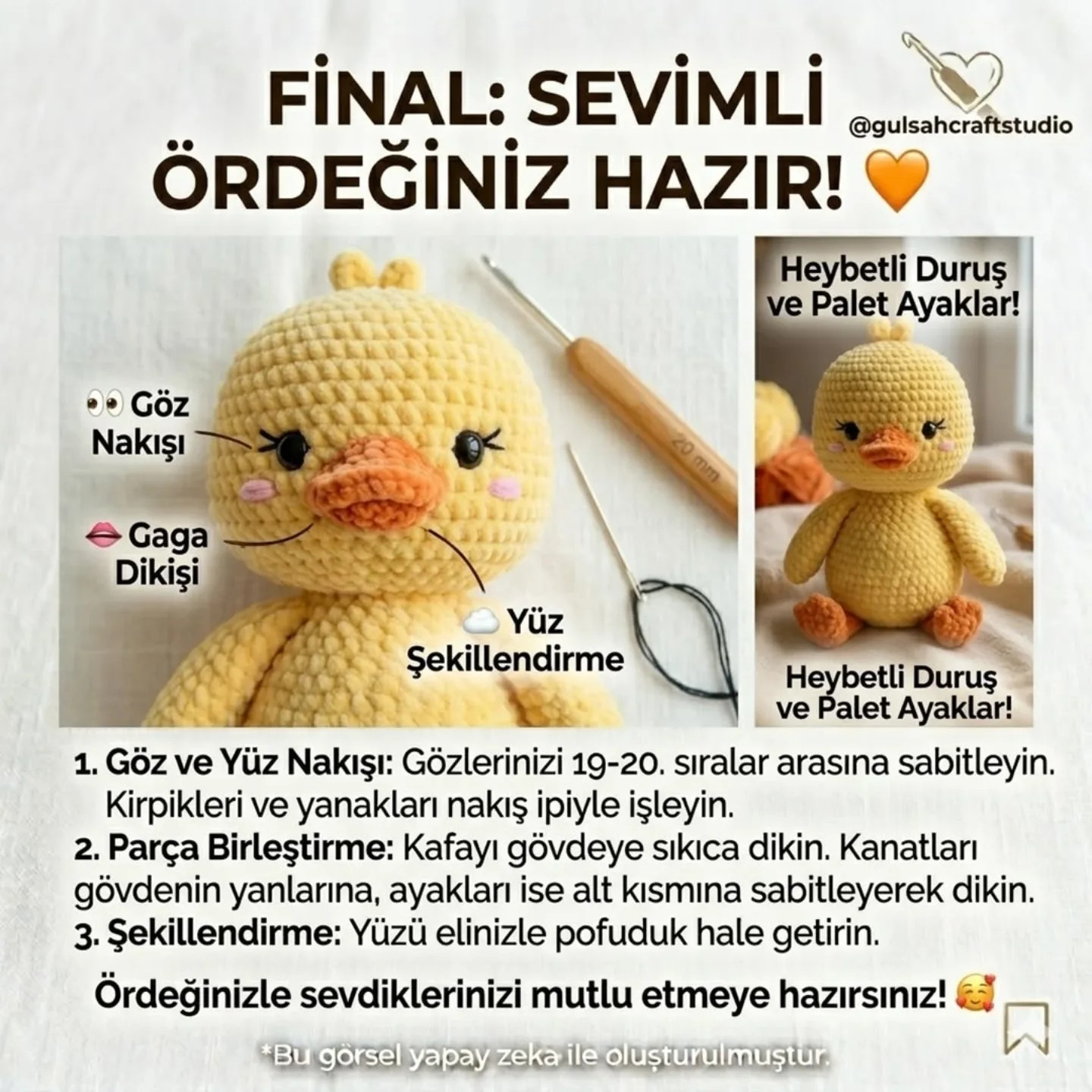 Yumuşacık Kadife Ördek Tarifi - Amigurumi Duck Crochet Pattern