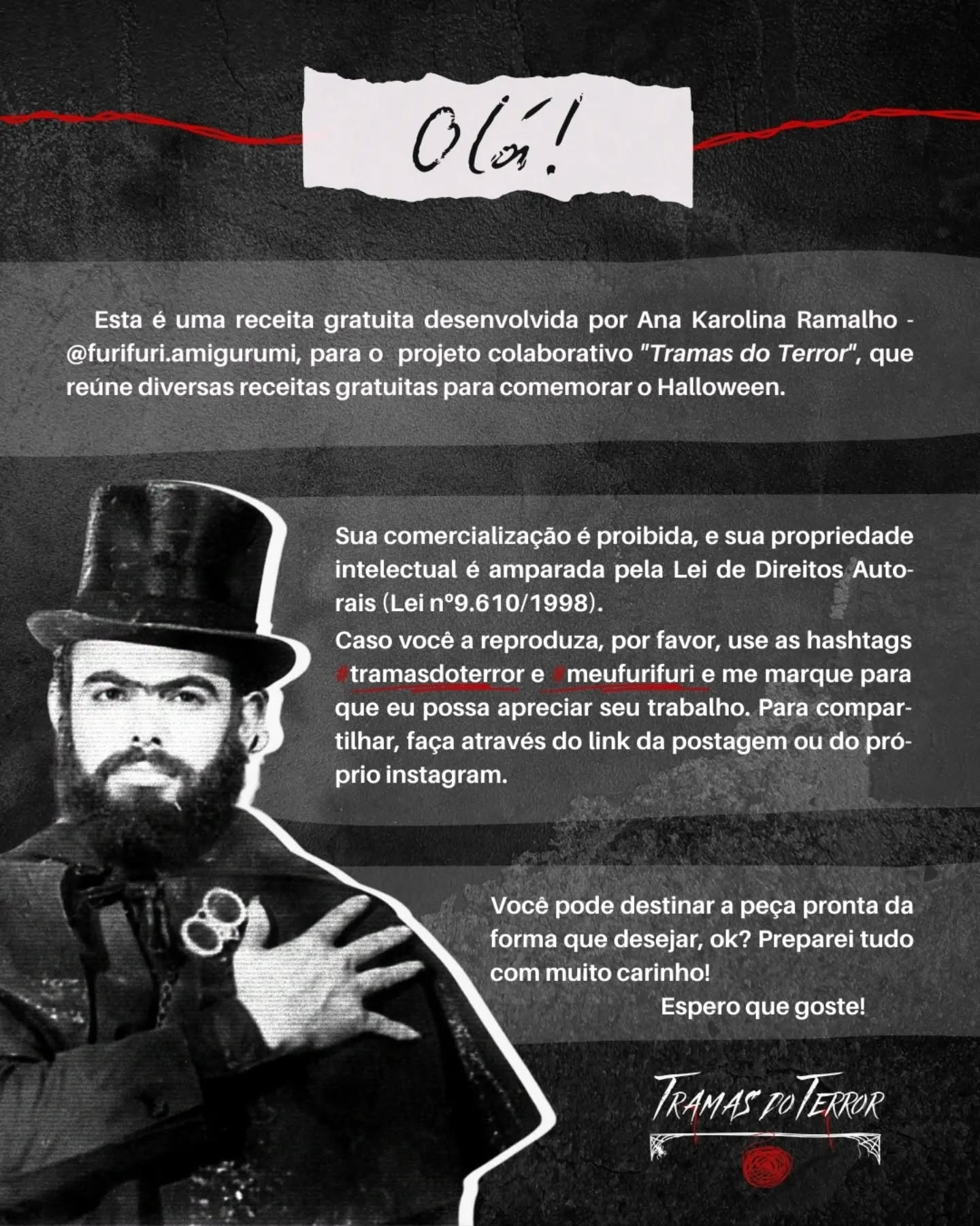 Zé do Caixão - Receita Gratuita de Amigurumi
