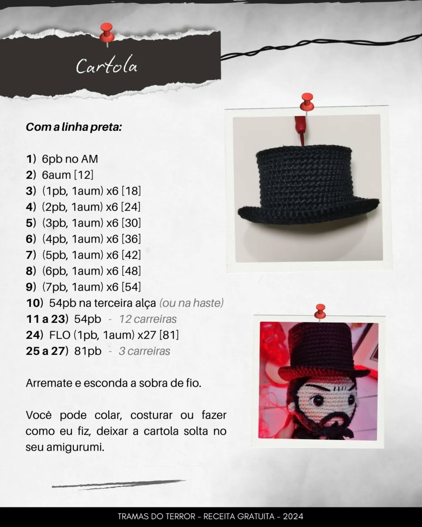 Zé do Caixão - Receita Gratuita de Amigurumi