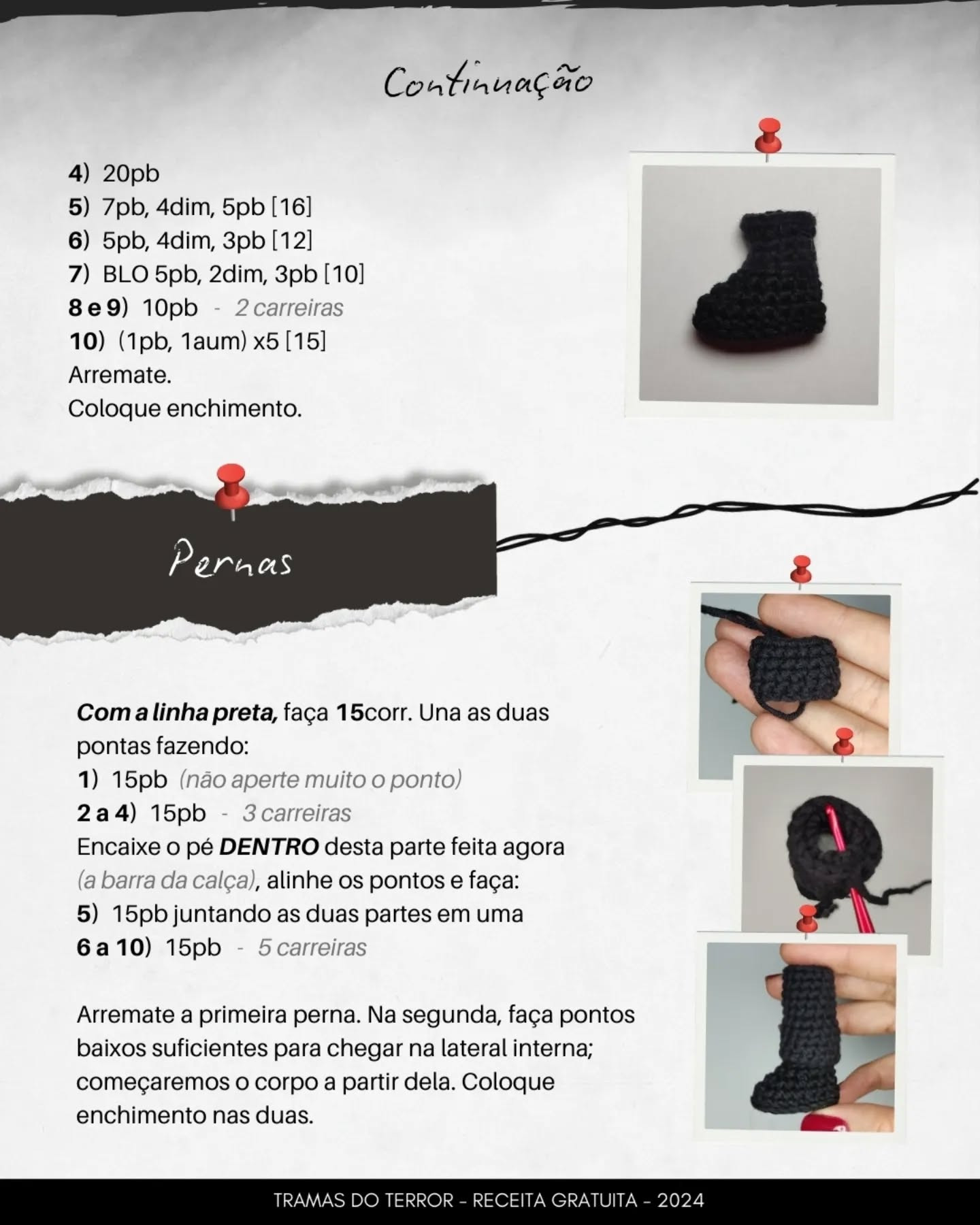 Zé do Caixão - Receita Gratuita de Amigurumi