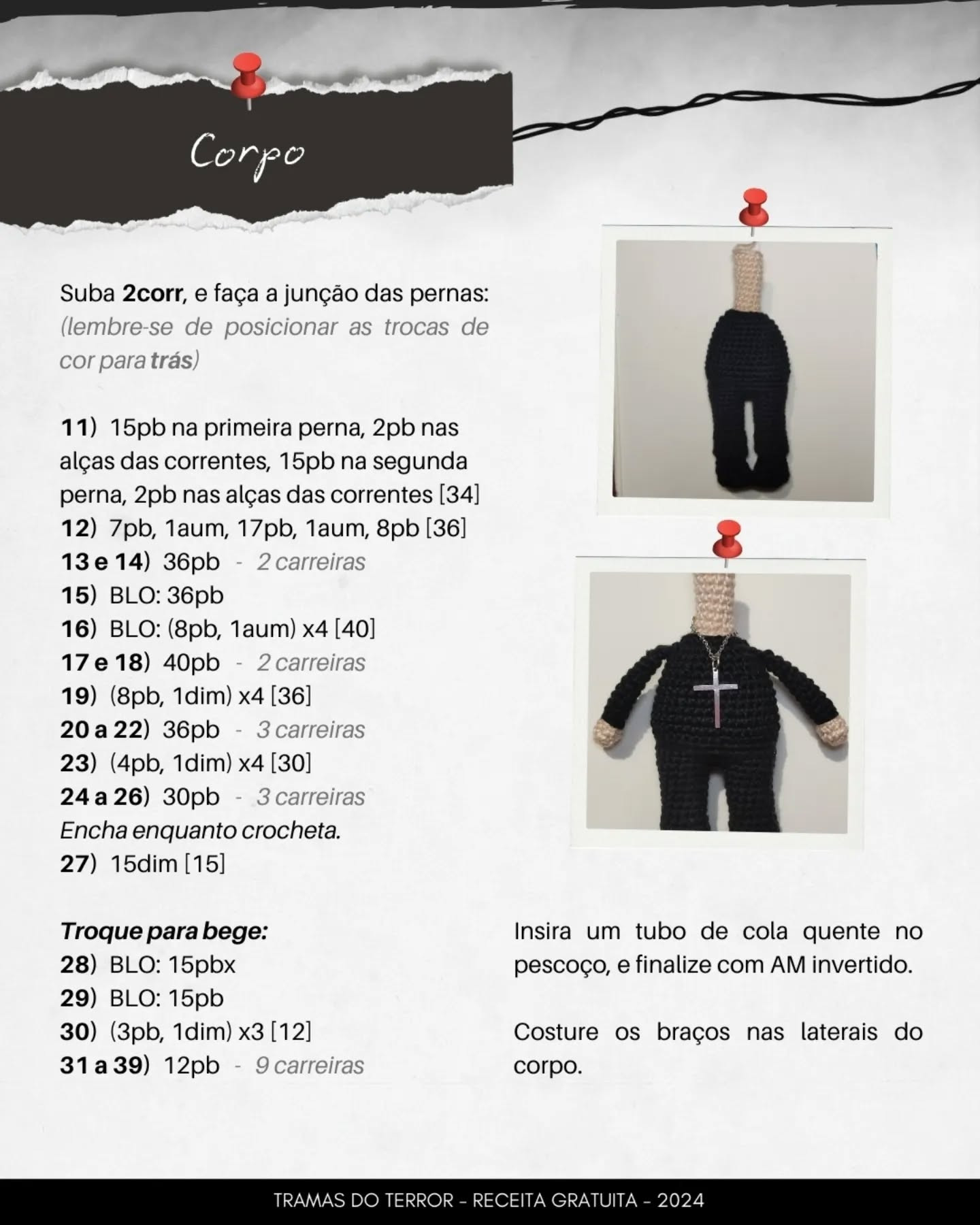 Zé do Caixão - Receita Gratuita de Amigurumi