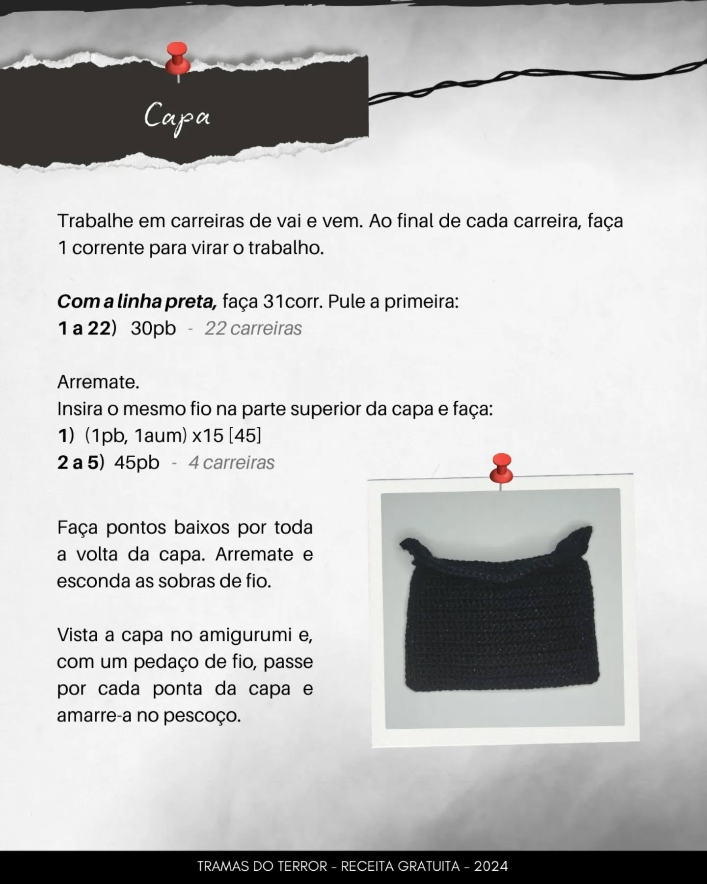 Zé do Caixão - Receita Gratuita de Amigurumi