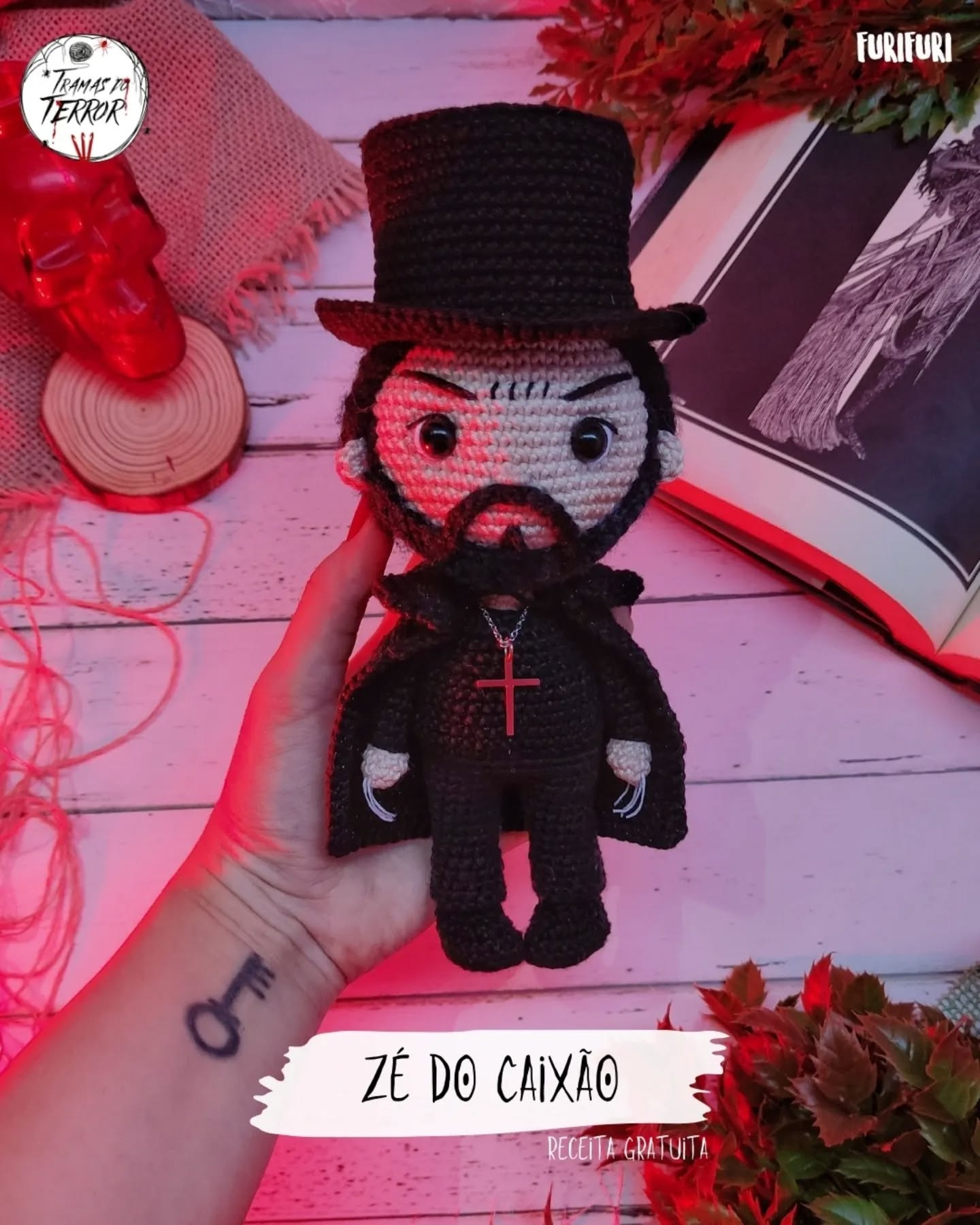 Zé do Caixão - Receita Gratuita de Amigurumi