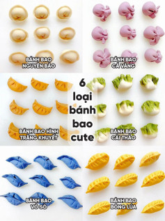 6 Loại Bánh Bao Cute Dáng Hình Độc Đáo: Nguyên Bảo, Cá Vàng, Cải Thảo, Trăng Khuyết, Vỏ Sò, Bông Lúa