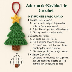 Adorno de Árbol de Navidad en Crochet con Instrucciones Paso a Paso