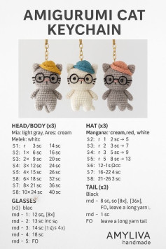 Amigurumi Cat Keychain Free Crochet Pattern Tutorial