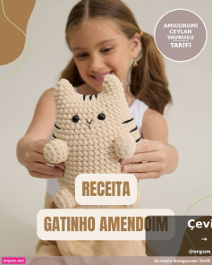 Amigurumi Ceylan Yavrusu - Móc len con mèo màu kem