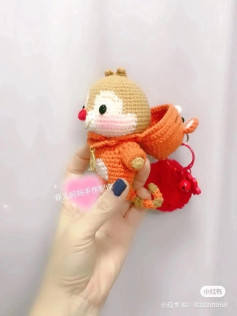 Amigurumi Crochet Pattern for Orange Tiger Doll with Hat and Keychain