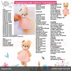 Amigurumi Gấu Teddy Mặc Váy Hồng - Chart Móc Len Chi Tiết Từng Hàng